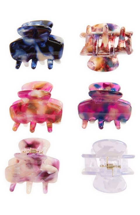 Assorted 6-Pack Mini Jaw Hair Clips