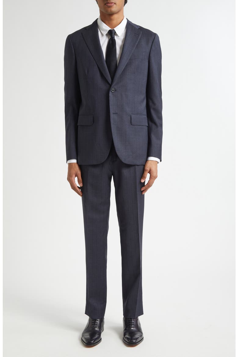 B-Line Pinstripe Virgin Wool Suit, Main, color, NAVY