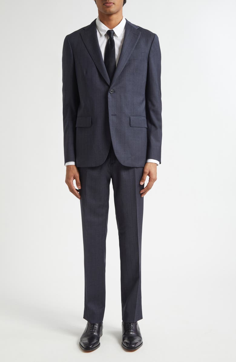 Boglioli B-Line Pinstripe Virgin Wool Suit, Main, color, Navy