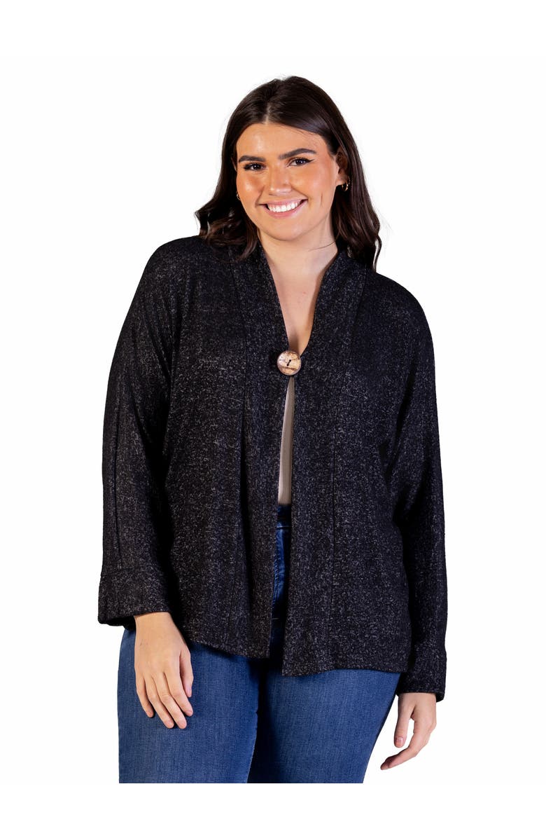 24seven Comfort Apparel Single Button Front Long Sleeve Cardigan, Main, color, Black