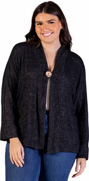 24seven Comfort Apparel Single Button Front Long Sleeve Cardigan
