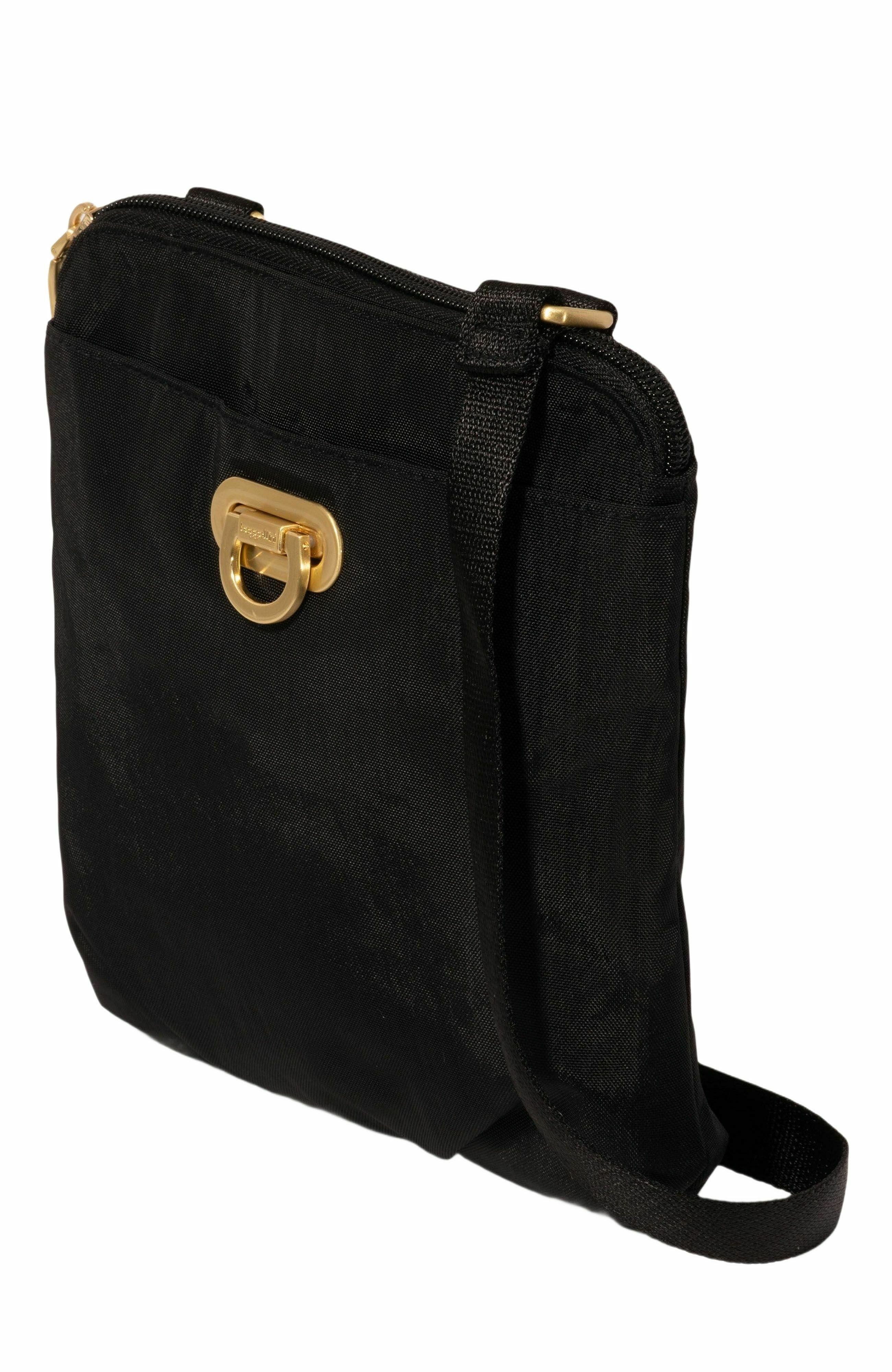 BAGGALLINI Coastal Flip Lock Mini Crossbody, Alternate, color, Black With Gold Hardware