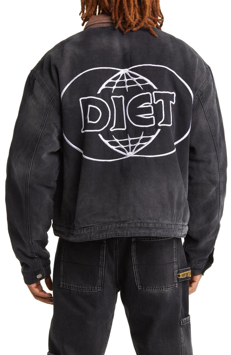 DIET STARTS MONDAY Logo Embroidered Worker Jacket, Alternate, color,