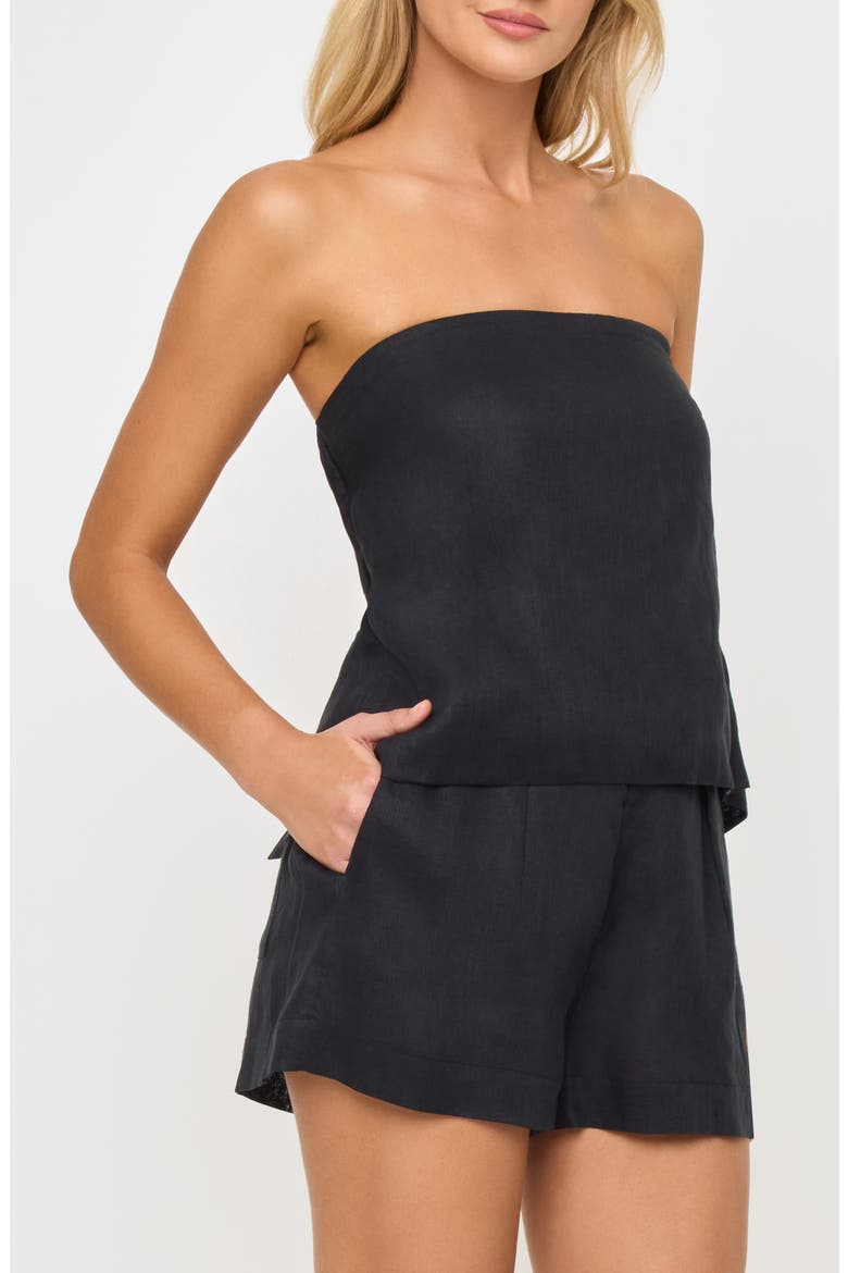 Tessa Strapless Linen Cover-Up Top, Alternate, color, BLACK