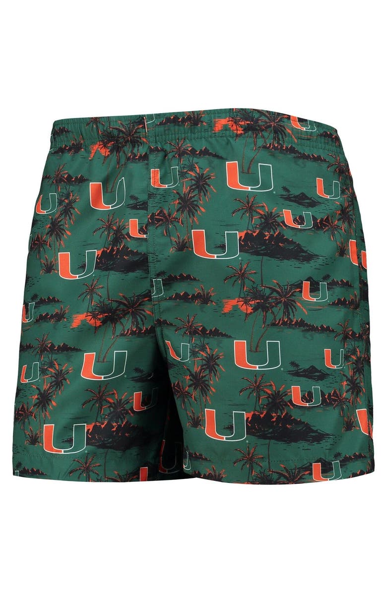 FOCO Men's FOCO Green Miami Hurricanes Island Palm Swim Trunks, Alternate, color, 