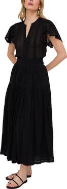 Raffya Candice Flutter Sleeve Jacquard Maxi Dress