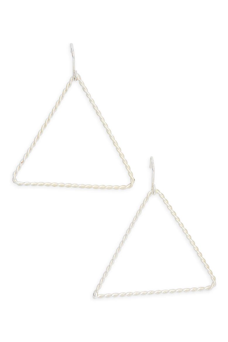 Open Triangle Drop Earrings, Main, color, SILVER