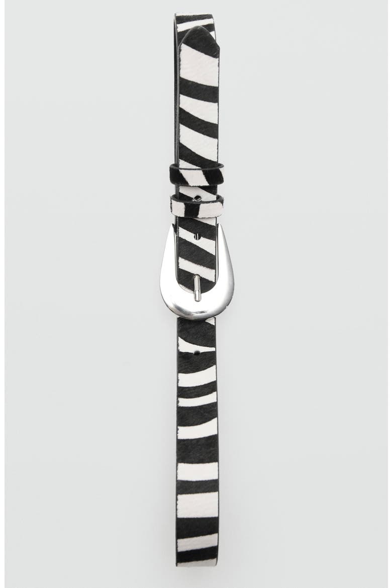Zebra Print Calf Hair Belt, Alternate, color, BLACK