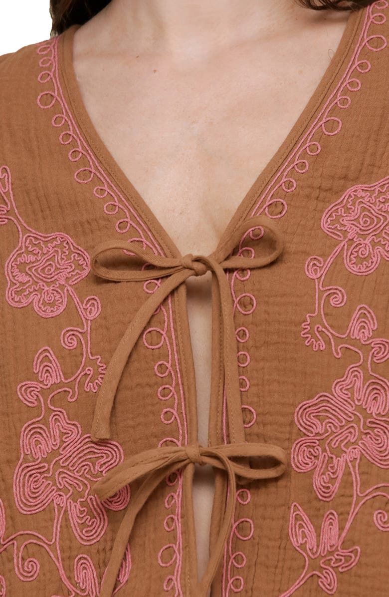 Avec Les Filles Embroidered Blouson Sleeve Jacket, Alternate, color, Santa Fe Umber