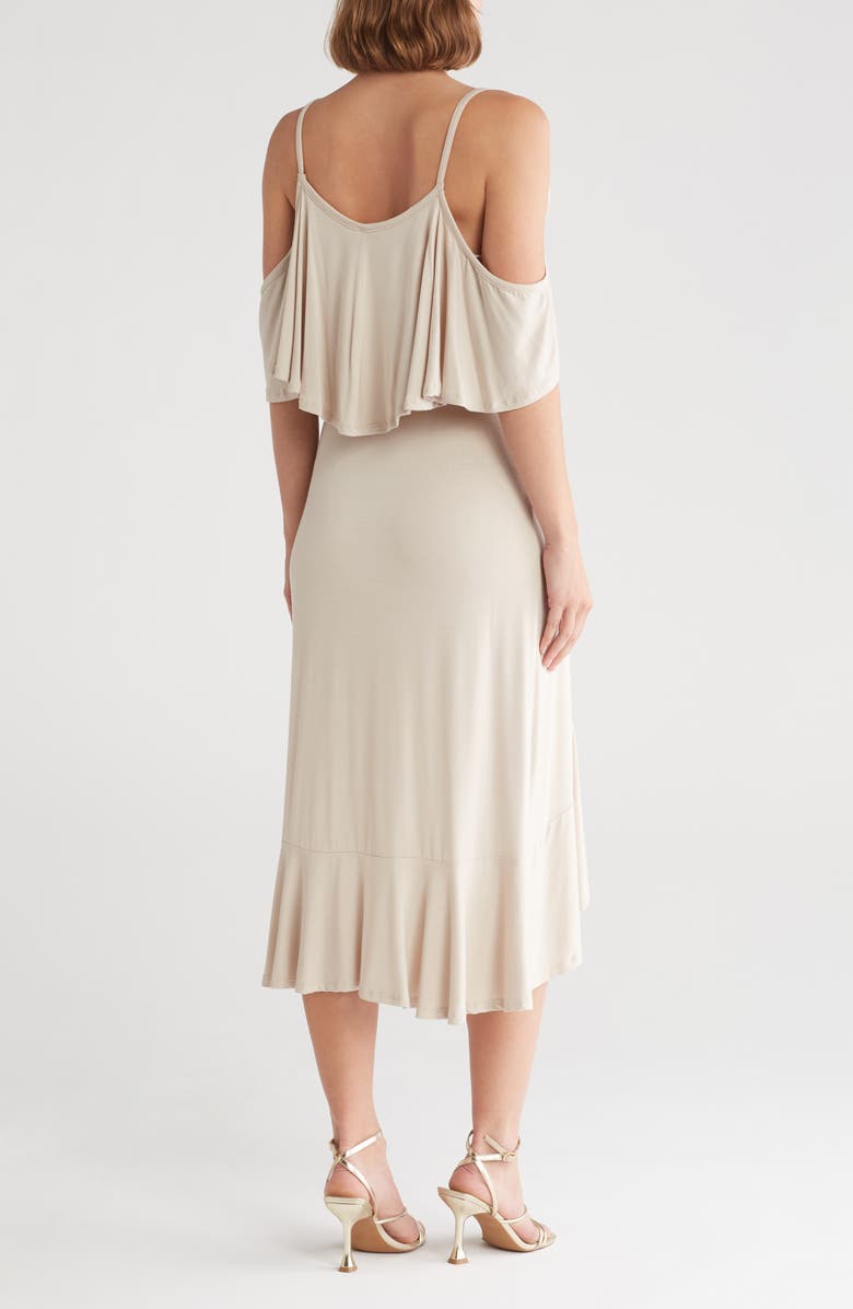 GO COUTURE Cold-Shoulder Wrap Dress, Alternate, color, Sand