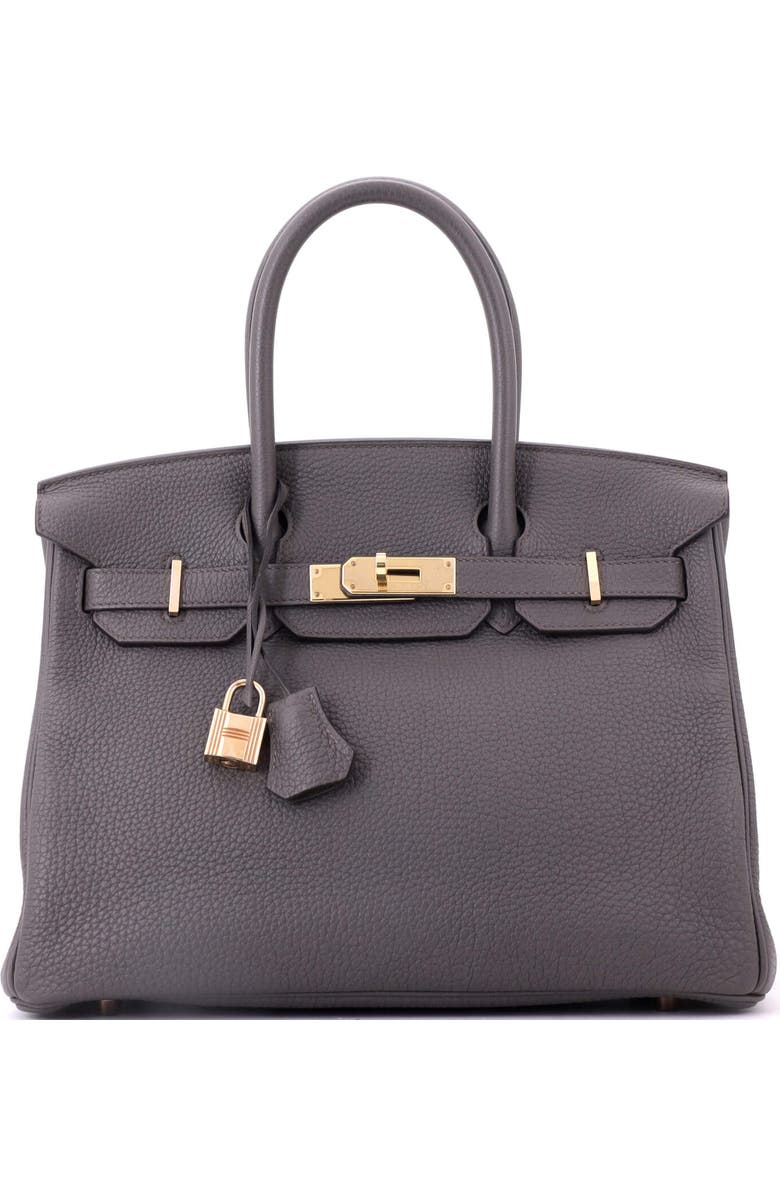 Pre-Owned Hermes Birkin Handbag Grey Togo with Rose Gold Hardware 30, Main, color, Etain