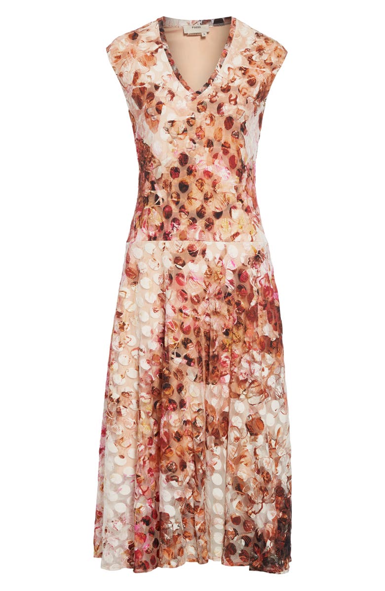 Fuzzi Abstract Dot Midi Dress, Alternate, color, 