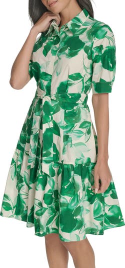 Floral Short Sleeve Cotton Shirtdress