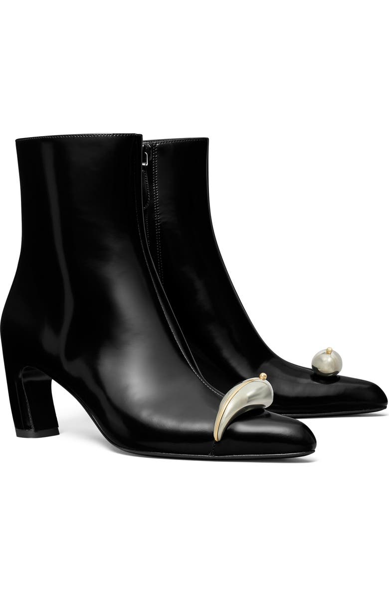 Tory Burch Pierced XL Bootie, Main, color, Perfect Black / Silver