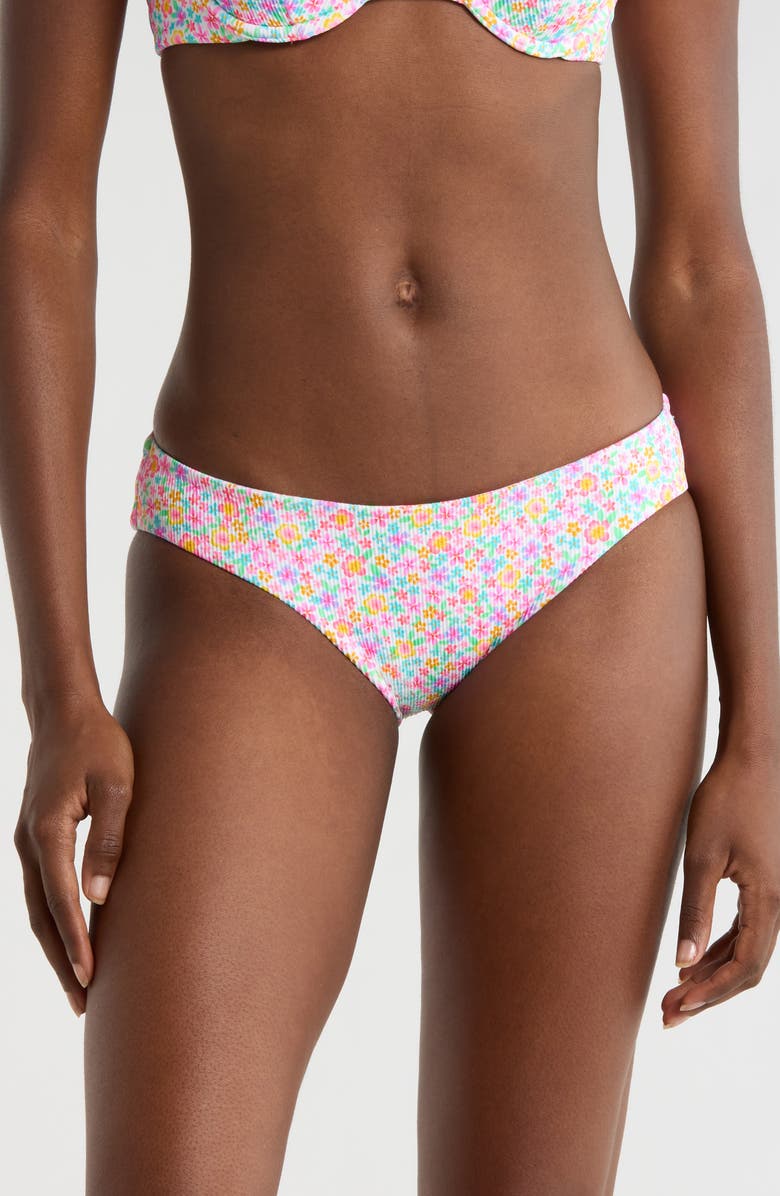 Kulani Kinis Floral Rib Bikini Bottoms, Main, color, Field Trip