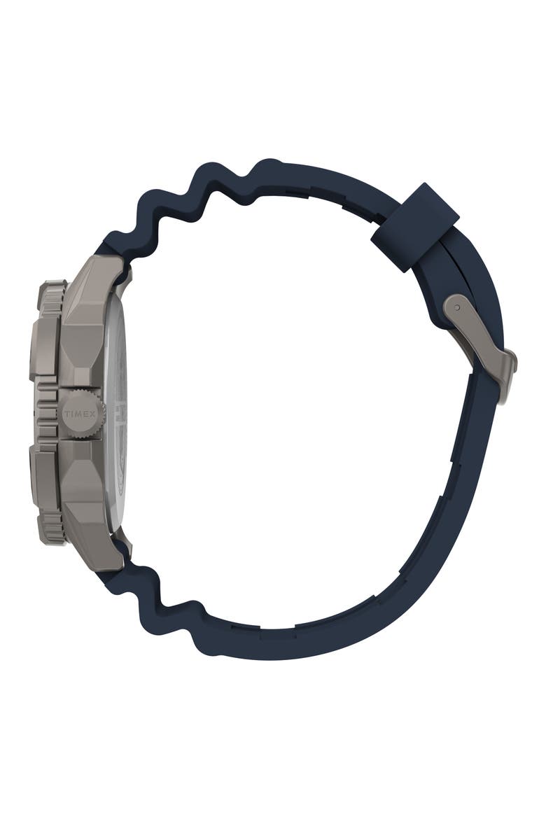 Expedition North Ridge Silicone Strap Watch, 42mm, Alternate, color, GREY/ BLUE/ BLUE