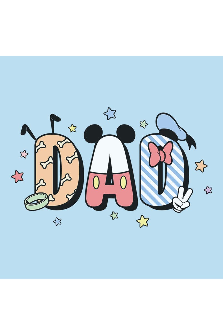 Men's Mickey & Friends Cute Dad Letters  Graphic T-Shirt, Alternate, color, Light Blue