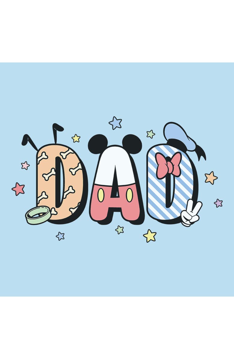 Mickey & Friends Men's Mickey & Friends Cute Dad Letters  Graphic T-Shirt, Alternate, color, Light Blue