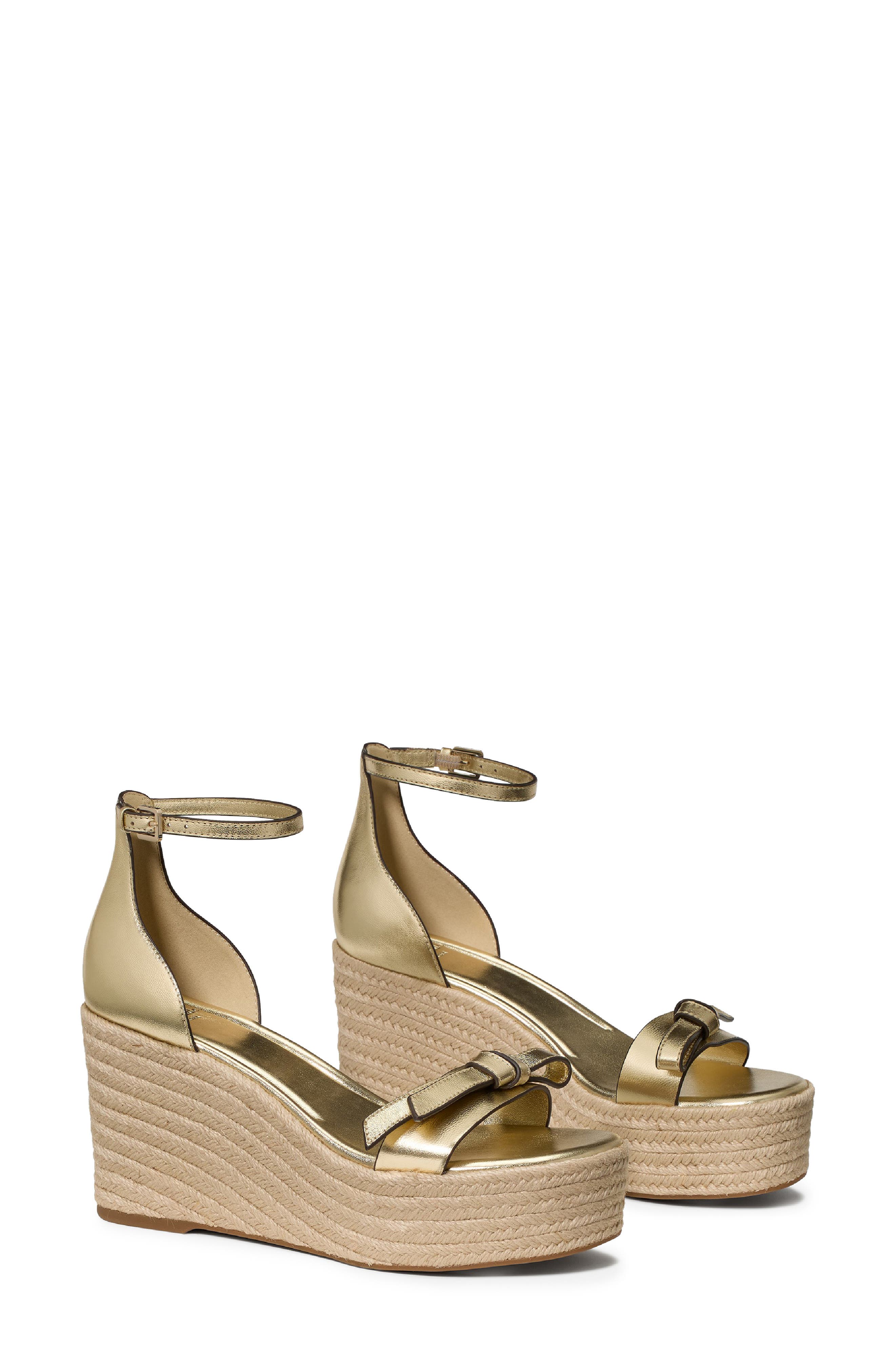 Kate Spade New York loop metallic espadrille wedge, Alternate, color, Pale Gold