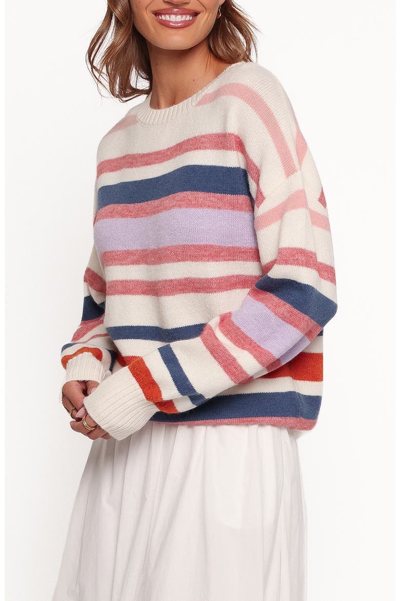 Saski Striped Crewneck Sweater, Alternate, color, CREAM MULTI STRIPE