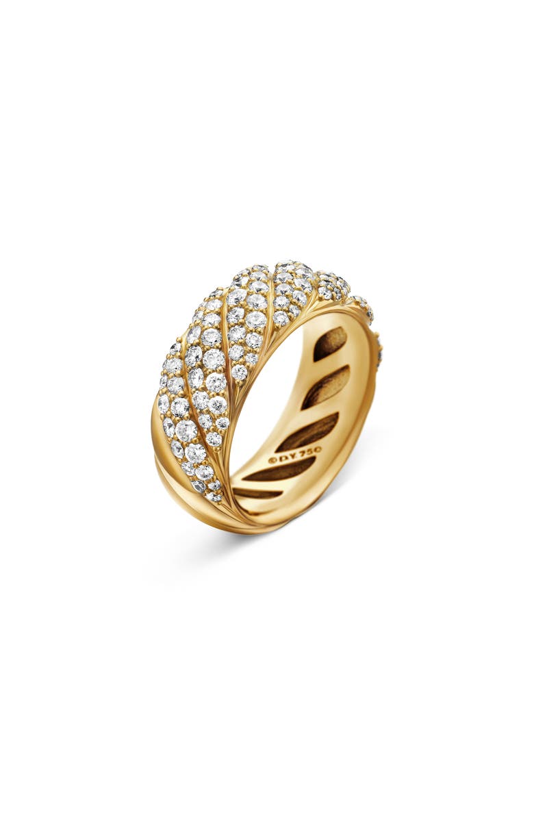 David Yurman Sculpted Cable Band Ring in 18K Yellow Gold with Pavé Diamonds, Alternate, color, 18K Yellow Gold