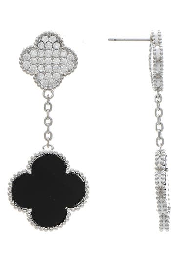 Rivka Friedman Pavé Cz & Onyx Clover Drop Earrings In Black