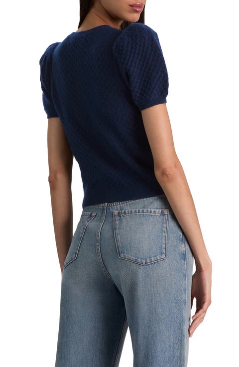 Sabine Pointelle Puff Sleeve Cardigan