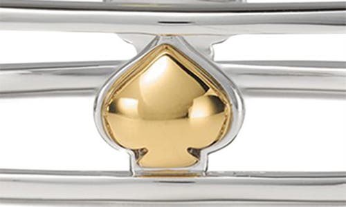 Kate Spade Two-tone Sculpted Spade Cut Out Bangle Bracelet In Metallic