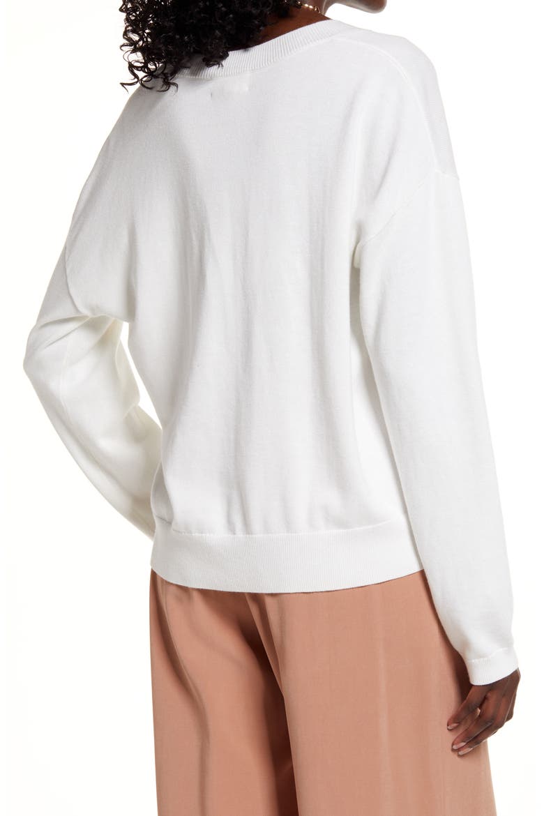 Deep V-Neck Cotton Blend Sweater, Alternate, color, IVORY