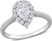 Julianna B. Moissanite Teardrop Halo Engagement Ring