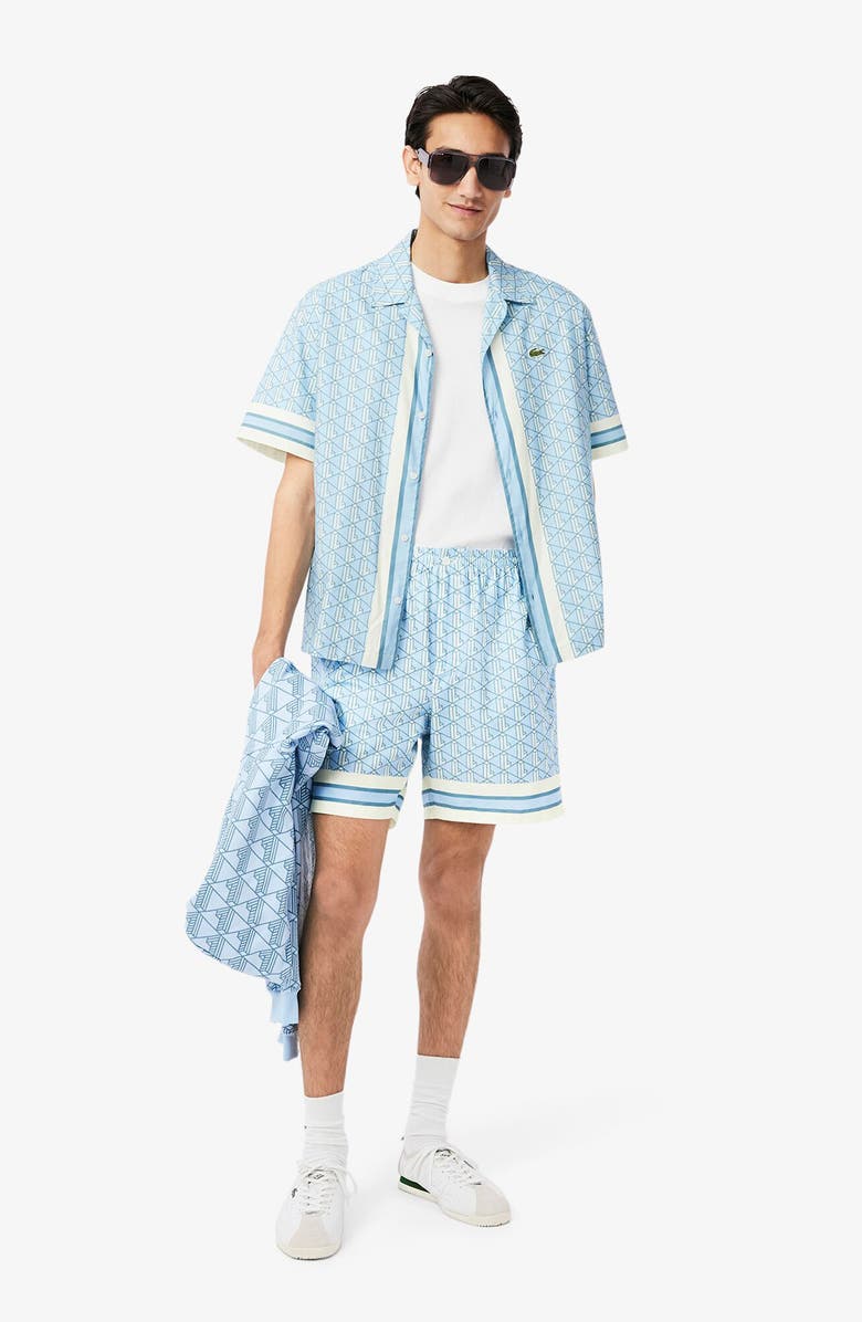 Lacoste Monogram Relaxed Fit Pull-On Shorts, Alternate, color, 