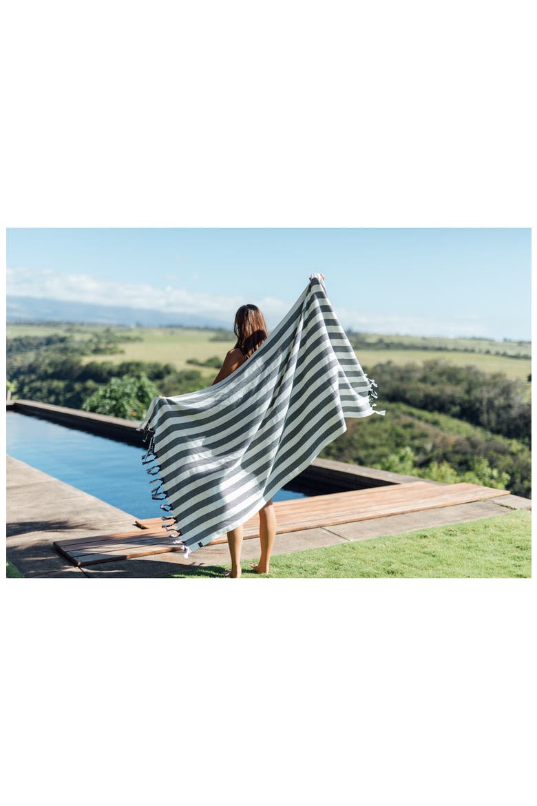 Cabana Striped Turkish Cotton Towel, Alternate, color, BLACK