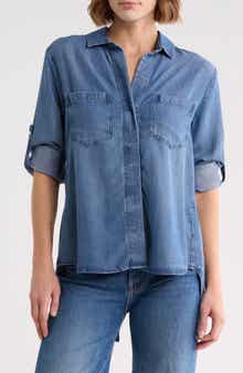 Split Back Button Down Shirt