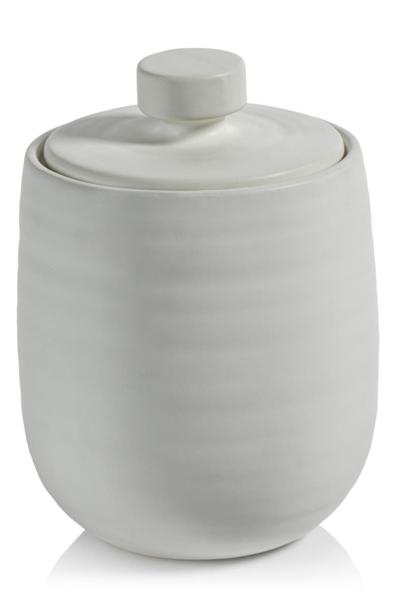Zodax Azores Lidded Ceramic Vase, Main, color, White