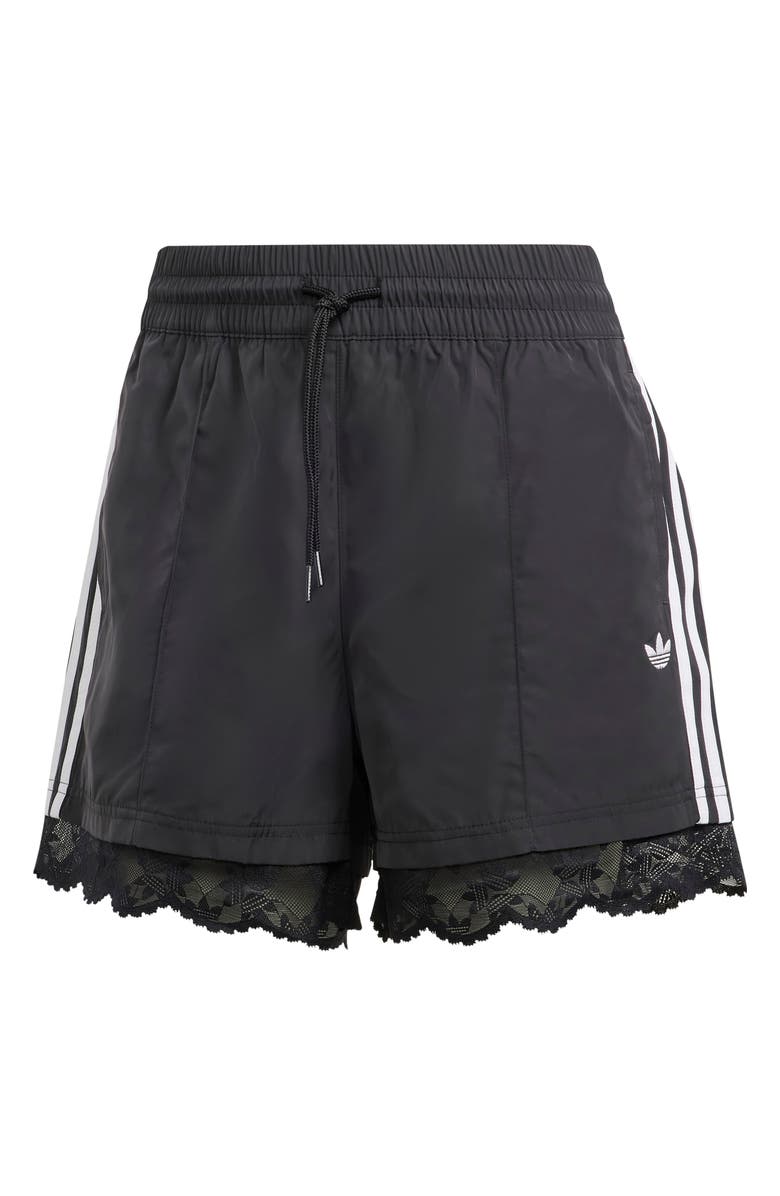 adidas Originals 3-Stripes Lace Trim Recycled Polyester Shorts, Alternate, color, 