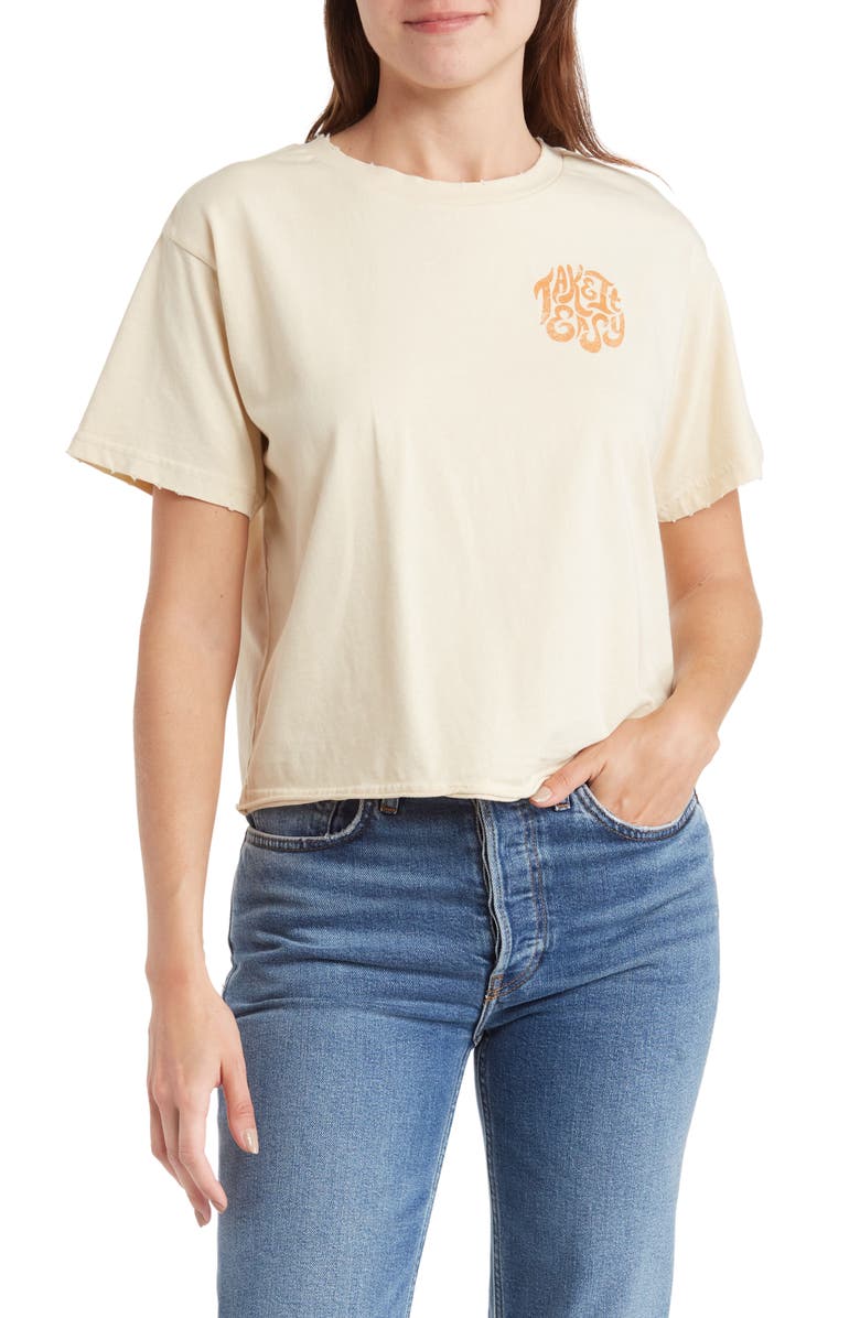 Thread & Supply Take it Easy Cotton Graphic Crop T-Shirt, Main, color, 