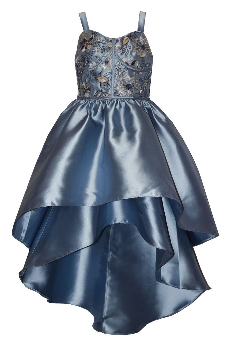 Kids' Embroidered High Low Dress, Main, color, BLUE