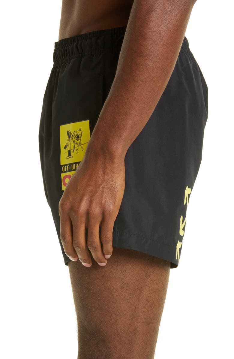 Off-White Painter Swim Trunks, Alternate, color, 