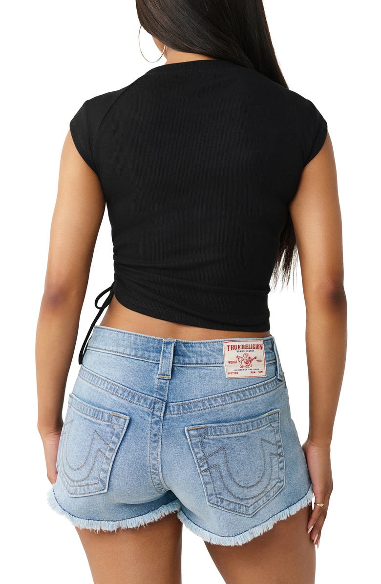 True Religion Crystal Ruched Baby Tee, Alternate, color, Jet Black