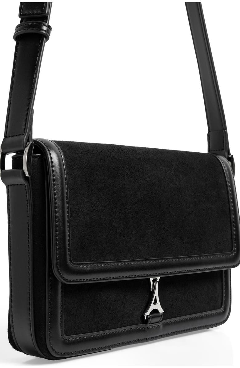 Manière De Voir Suede & Leather Crossbody Bag, Alternate, color, Black
