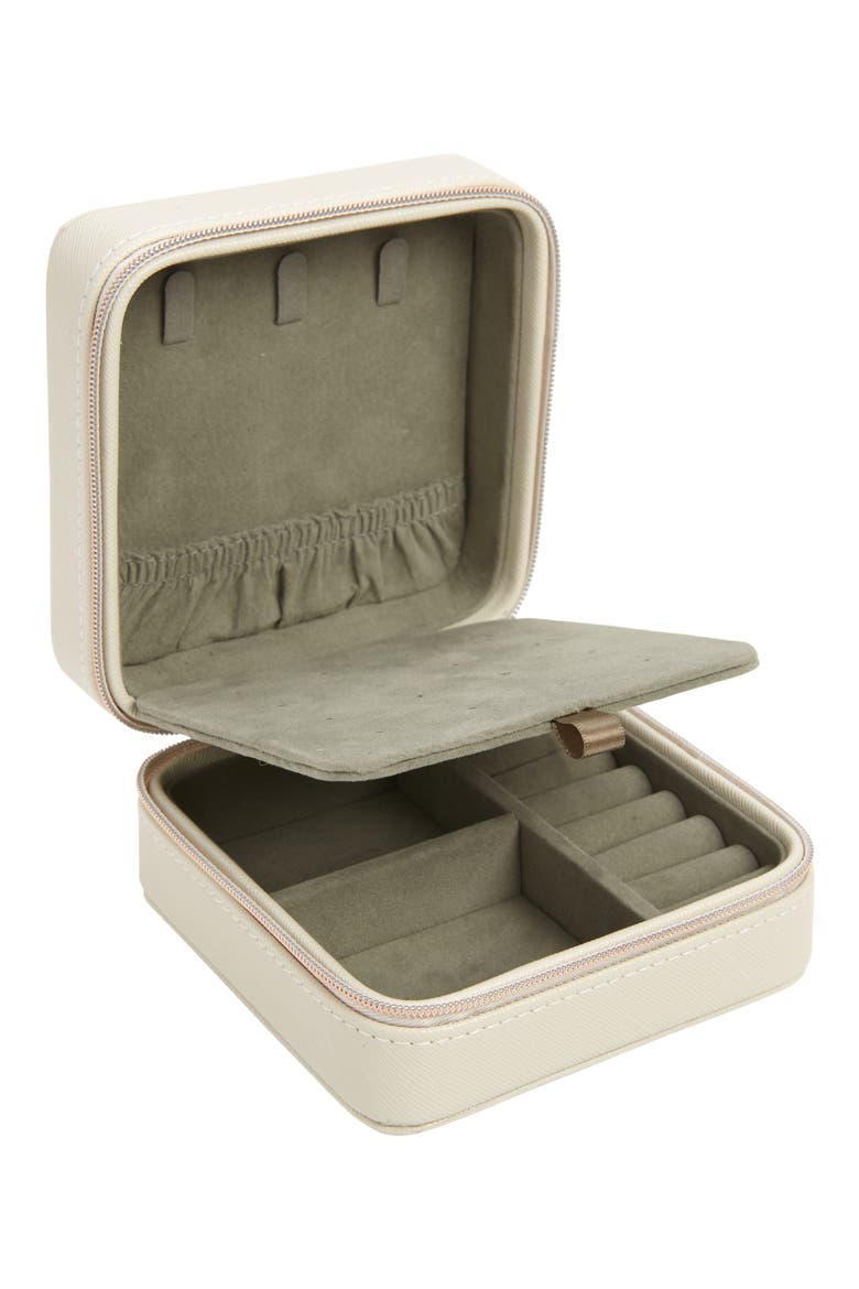 Initial Zip Square Jewelry Box, Alternate, color, T- GREY- ROSE GOLD