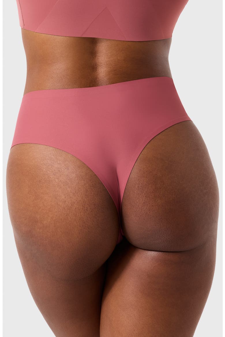 High Waist Thong, Alternate, color, PINK CANYON