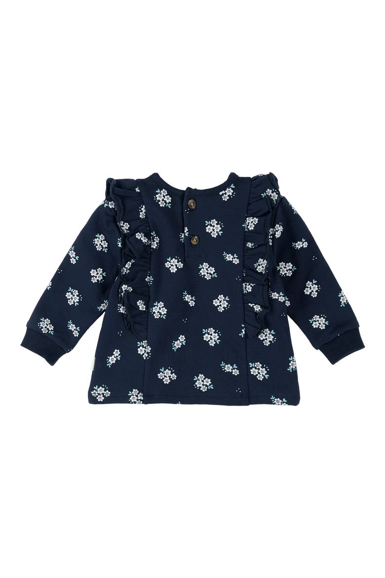 Floral Print Ruffle Fleece Sweatshirt & Joggers Set, Alternate, color, NAVY