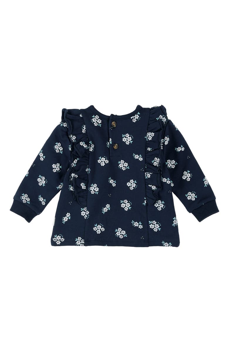FIRSTS by Petit Lem Floral Print Ruffle Fleece Sweatshirt & Joggers Set, Alternate, color, Navy