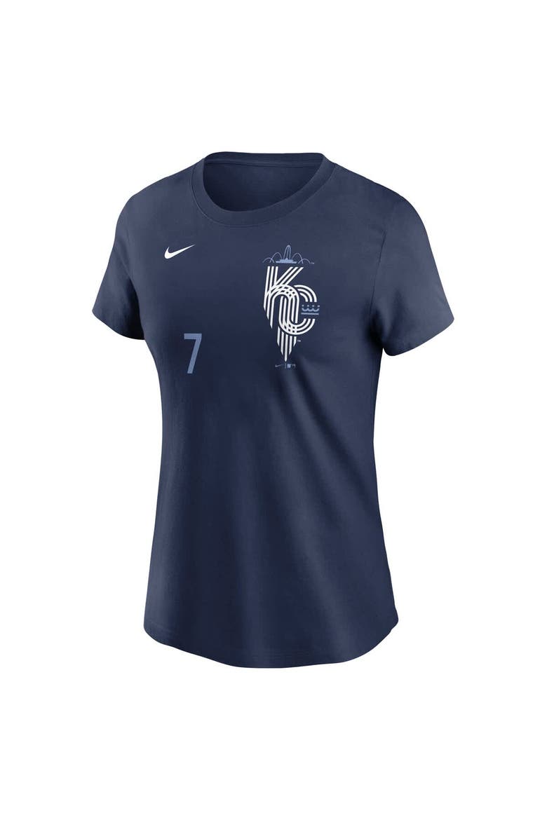 Women's Nike Bobby Witt Jr. Navy Kansas City Royals City Connect Fuse Name & Number T-Shirt, Alternate, color, Navy