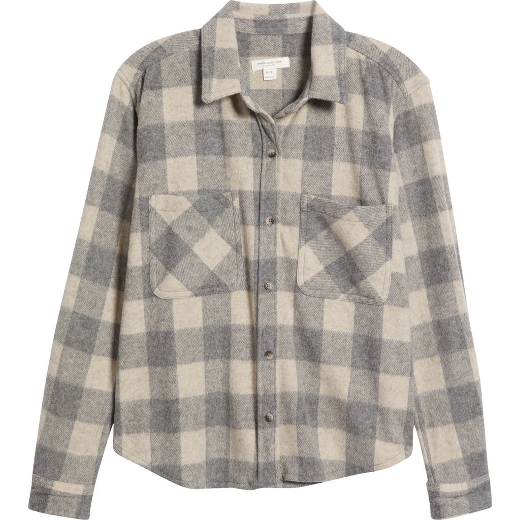 Beachlunchlounge Tobey Crop Shacket In Granite Pumice