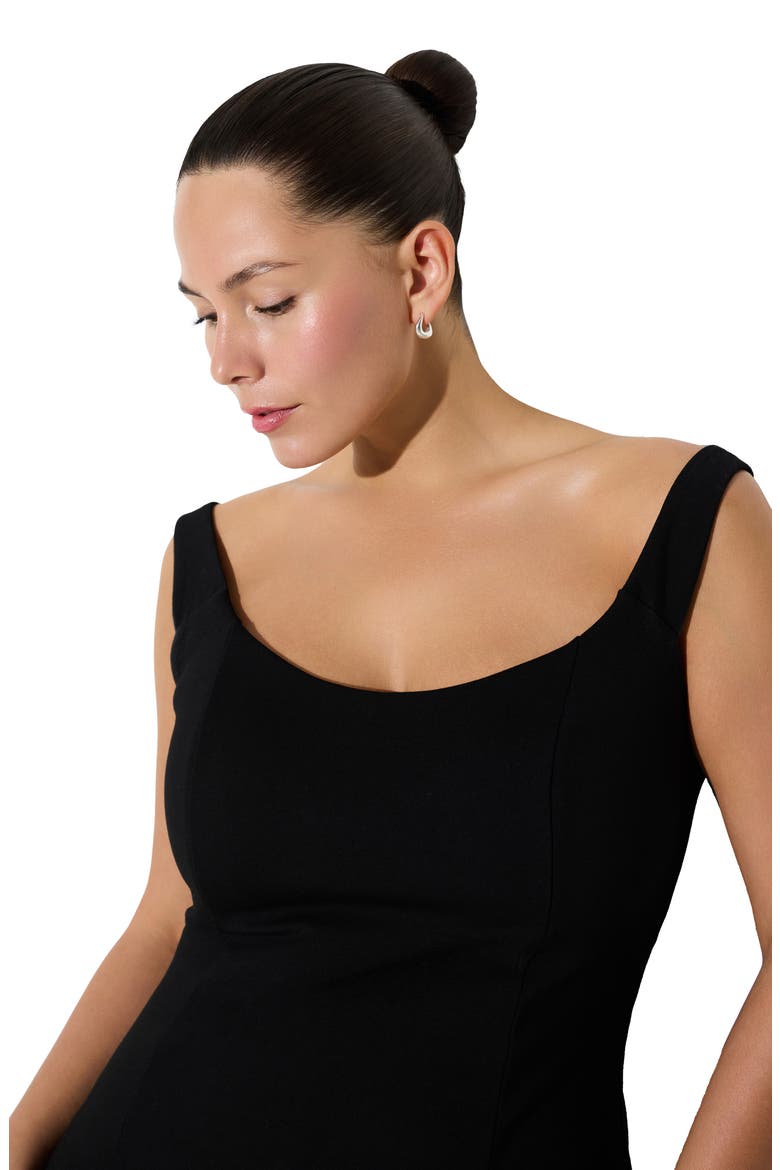 Eliana Off the Shoulder Back Slit Dress, Alternate, color, BLACK