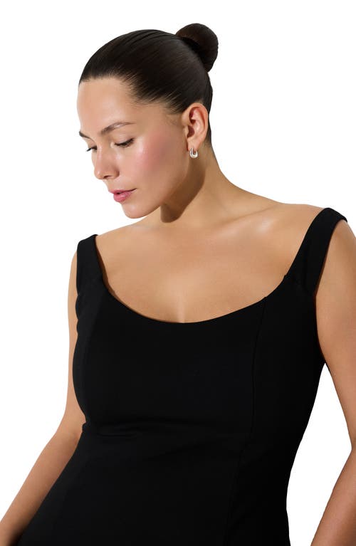 Marcella Eliana Off The Shoulder Back Slit Dress In Black