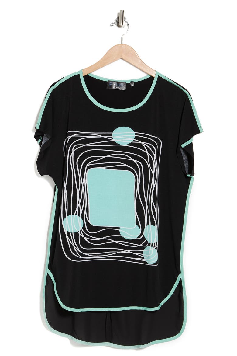 Graphic Print Top, Alternate, color, MINT/ WHITE