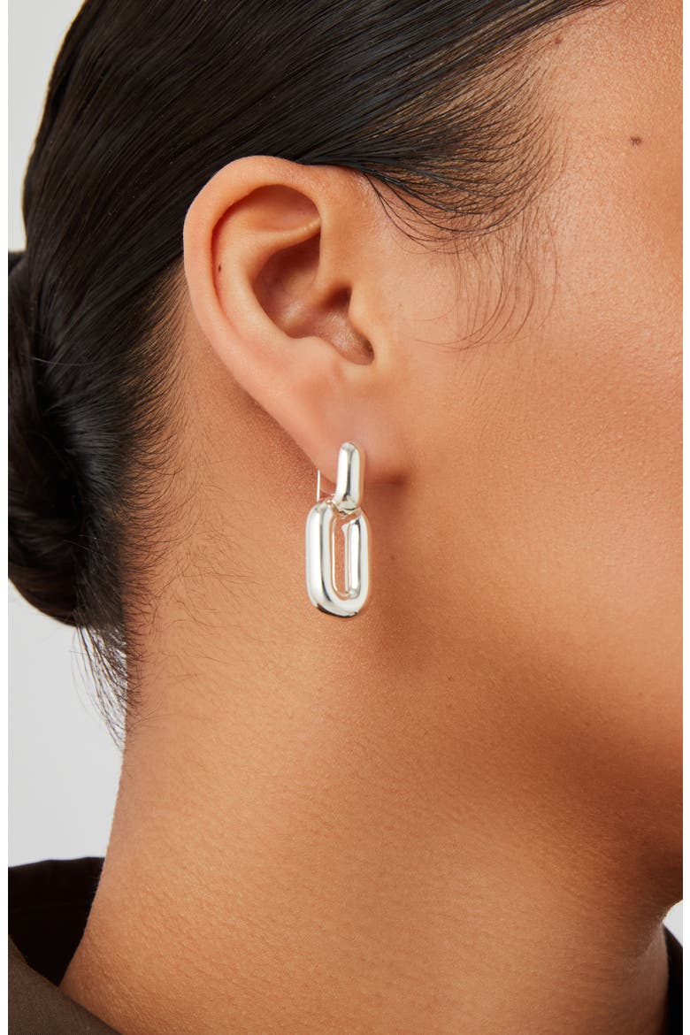 Puffy Detachable Link Earrings, Alternate, color, HIGH POLISH SILVER